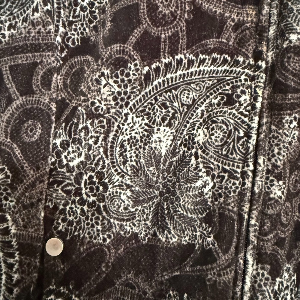 Jane Ashley Jacket Women's Large Black Paisley Long Sleeve Mock Neck Fleece Zip - Picture 8 of 10